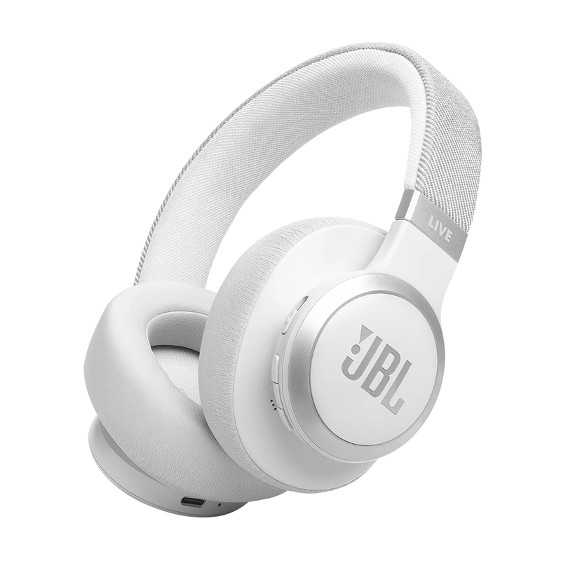 Angle - Shop JBL Live 770NC Wireless Over-Ear Noise Cancelling Headphones on sale - White